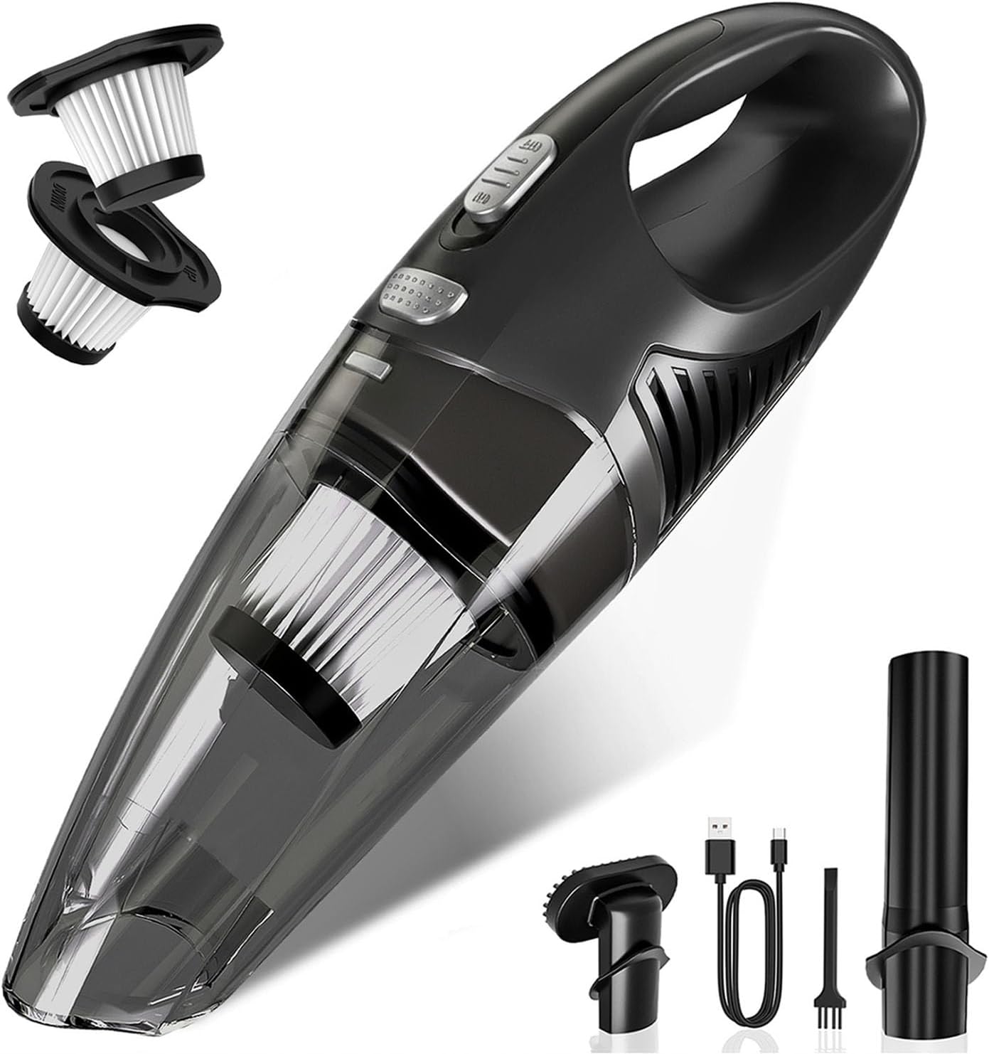 Handheld Car Vacuum Cleaner – 12V High Power, 15000PA Suction, Corded for Car Cigarette Lighter, with HEPA Filter & Accessories